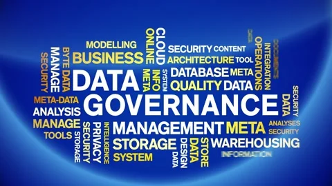 4k Data Governance Animated Tag Word Cloud,Text Design Animation seamless loop. Stock Footage 142278890