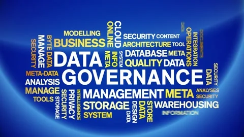 4k Data Governance Animated Tag Word Cloud,Text Design Animation seamless loop. Stock Footage 142278979