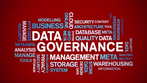 4k Data Governance Animated Tag Word Cloud,Text Design Animation seamless loop. Stock Footage 142279387