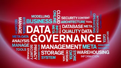 4k Data Governance Animated Tag Word Cloud,Text Design Animation seamless loop. Stock Footage 142279452
