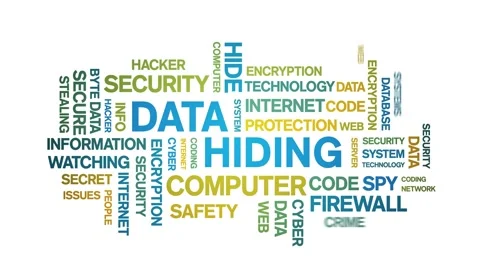 4k Data Hiding Animated Tag Word Cloud,Text Design Animation seamless loop. Stock Footage 142270551