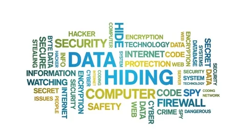 4k Data Hiding Animated Tag Word Cloud,Text Design Animation seamless loop. Stock Footage 142270744