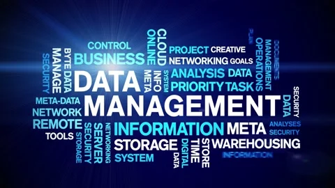 4k Data Management Animated Tag Word Cloud,Text Design Animation seamless loop. Stock Footage 142280711