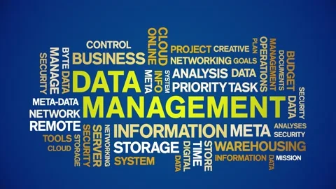 4k Data Management Animated Tag Word Cloud,Text Design Animation seamless loop. Stock Footage 142282063