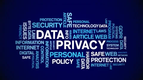 4k Data Privacy Animated Tag Word Cloud,Text Design big data Animation loop. Stock Footage 139209427