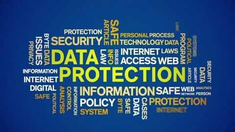 4k Data Protection Animated Tag Word Cloud,Text Design big data Animation loop. Stock Footage 142255686