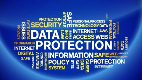 4k Data Protection Animated Tag Word Cloud,Text Design big data Animation loop. Stock Footage 142293965