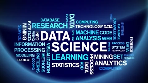 4k Data Science Animated Tag Word Cloud,Text Design Animation seamless loop. Stock Footage 142283240