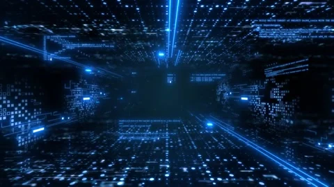 4K data transmission and digital engine working on the flowing data space. Stockbeeldmateriaal 277208437