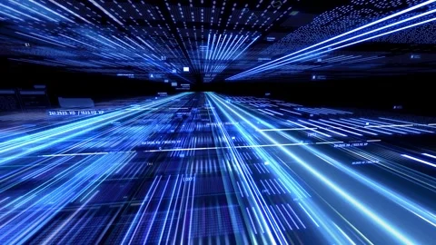 4K data transmission and digital engine working on the flowing data space. Stockbeeldmateriaal 278337234