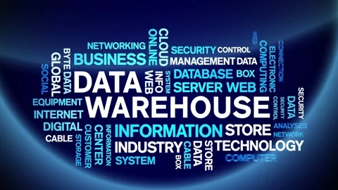 4k Data Warehouse Animated Tag Word Cloud,Text Design big data Animation loop. Stock Footage 142266876
