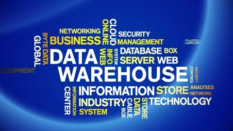 4k Data Warehouse Animated Tag Word Cloud,Text Design big data Animation loop. Stock Footage 142268747