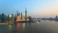 4K Day to Night of China Shanghai Huangpu River( Time-lapse). 4k or 4k+ Resolution
