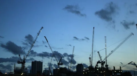 4K : Day to night , construction Site time lapse Stock Footage 64705996