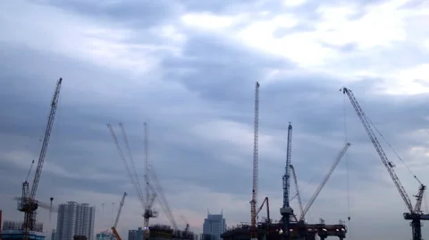 4K : Day to night , construction site, time lapse Stock Footage 64976107