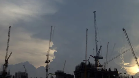 4K : Day to night , construction site, time lapse Video stock 68068798
