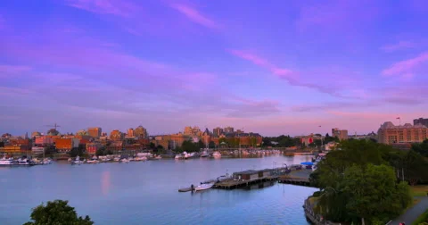 4K Day to Night Sunset Time-lapse,Victoria British Columbia Canada, City Skyline Vidéo 47547958