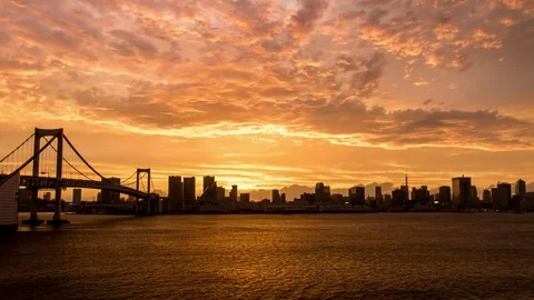4k Day to Night Sunset Timelapse over Tokyo Skyline Stock Footage 83404952