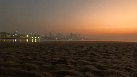 4K Day to Night Sunset Timelapse of city skyline of Mumbai, India Stock Footage 146004786