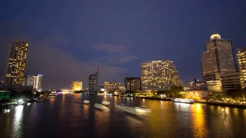 4K: Day to night, Time Lapse of Chao Phraya River Video stock 72481870