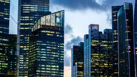 4K Day to night Time-lapse: Singapore Cityscape Marina Bay Stock Footage 74217914