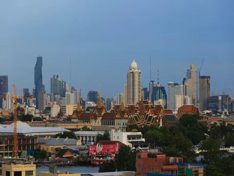 4K Day to Night Time-lapse Cityscape view The Grand Palace Stock Footage 75729070