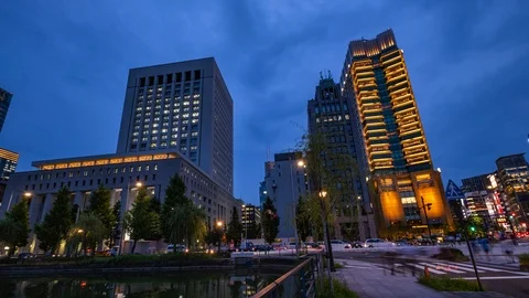 4K Day To Night Time Lapse Of Modern Buildings Tokyo Stock Footage 112687344