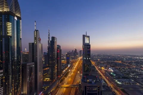 4k Day to night time-lapse in Shiekh Zayed Road Stock Footage 151914247