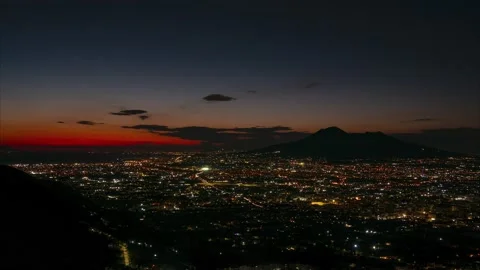 4k, Day to night timelapse of vesuvio volcano and valley, naples, italy, pompeii Stock Footage 222010264