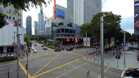 4k day time lapse of pedestrian traffic scramble road crossing at Orchard Road Stock Footage 102721096
