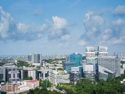 4K Day Timelapse of Fusionopolis, One-north business district in Singapore Stock Footage 80671549