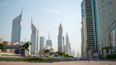4k day timelapse of Sheikh Zayed Road Dubai Stock Footage 141694832