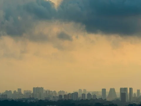 4k day timelapse of storm clouds over Singapore Stock Footage 80663492