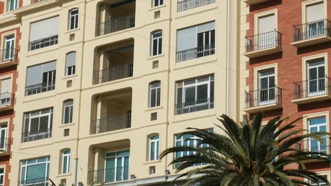 4k daylight close up static establishing shot of windows and balconies details Stock Footage 124214113