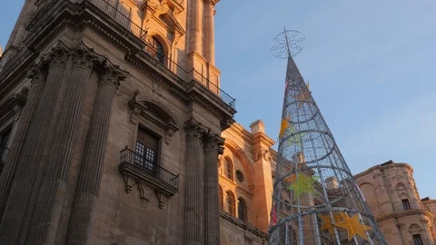 4k daylight high angle static shot of the facade of a roman catholic cathedral Stock Footage 123664753