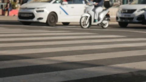 4k daylight slightly blurred slow motion close up static shot of cars and Stock Footage 124212472