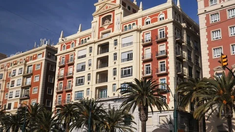 4k daylight wide angle static establishing shot of a typical upscale historical Stock Footage 124214534