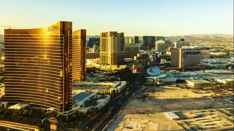 4K Daytime time-lapse of the Wynn and Encore Hotels on the Las Vegas Strip Stock Footage