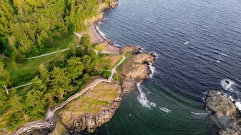4k Deep Blue Water with Forest and Rocky Coast Video stock 268680940