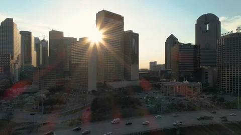 4K Deep Ellum Interstate 45 Dallas Texas Drone Aerial Stock Footage 105380870