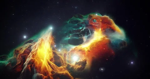 4K Deep Space with a Large Nebula and Moving Stars Stock Footage 304070864