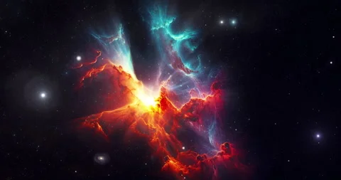 4K Deep Space with a Nebula and Moving Stars Stock Footage 304070873