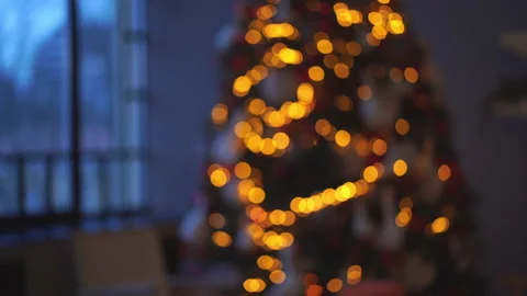 4k, defocus background christmas tree in room for interview 库存影片 145474683