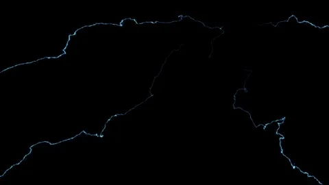 4K Dense Clustered Electric Lightning Storm Overlay on Black Background Video stock 341461531