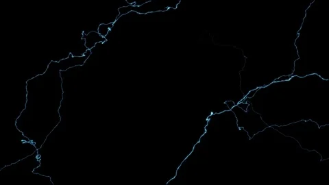 4K Dense Clustered Lightning Strike VFX Overlay on Black Screen Stock Footage 340596231