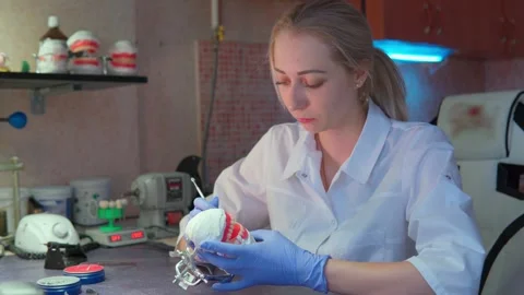 4K Dental prosthetics. Formation of correct bite. Stock Footage 304464280