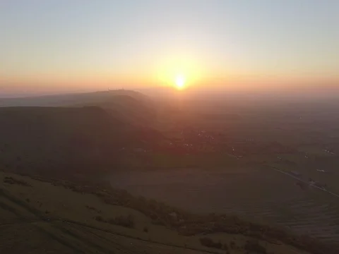 4K Devils Dyke Drone Golden Hour Stock Footage 74504728
