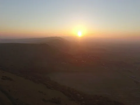 4K Devils Dyke Drone Golden Hour Stock Footage 74504740