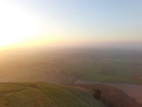 4K Devils Dyke Drone Golden Hour Stock Footage 74504748