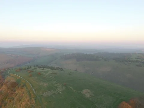 4K Devils Dyke Drone Golden Hour Stock Footage 74504752